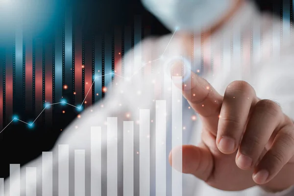 Businessman Analysing Forex Trading Graph Financial Data Business Finance Technology — Foto de Stock