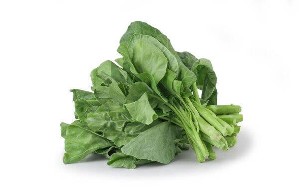 Chinese kale isolated on white background ,Green leaves of collards pattern