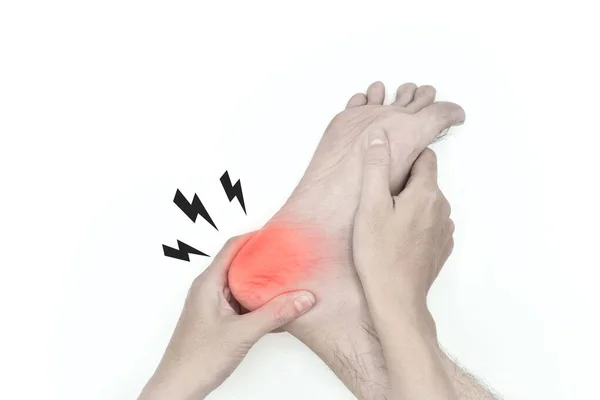 Inflammation Heel Asian Young Man Concept Foot Pain Plantar Fasciitis — Stockfoto