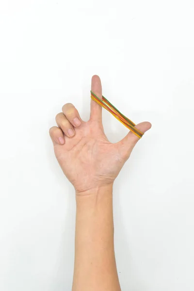 Skórzany Pierścień Ćwiczeń Dla Siły Mięśni Dłoni Rehabilitacja Palców Odizolowane — Zdjęcie stockowe