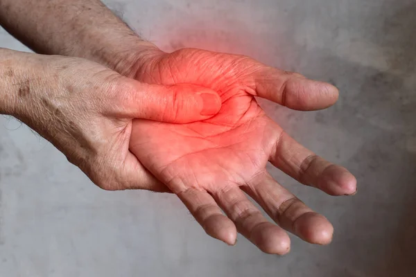 Asian Elder Man Fingers Hand Concept Hand Pain Arthritis Finger — Stock Photo, Image