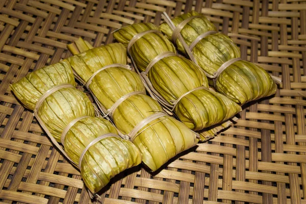 Myanmar Birmania Comida Callejera Tradicional Arroz Glutinoso Zongzi — Foto de Stock