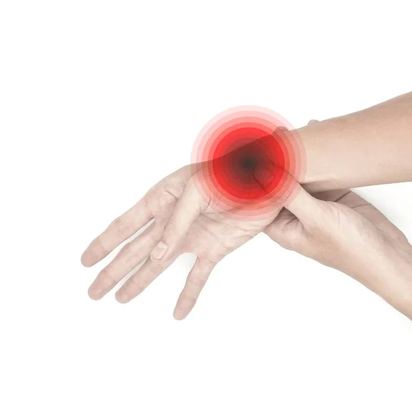 亚洲年轻人腕关节发炎 关节疼痛及手部问题的概念 — 图库照片