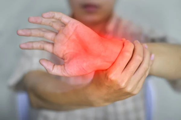 Inflammation Asian Young Man Wrist Joint Concept Joint Pain Hand — Stock Photo, Image