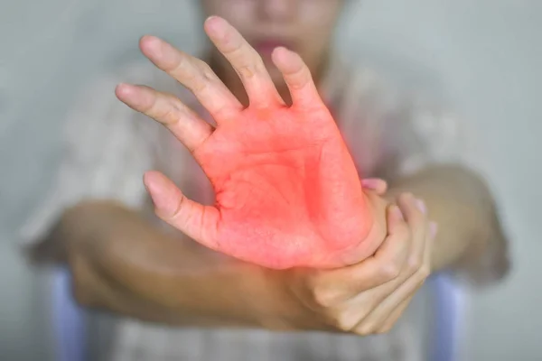 Painful Palmar Aspect Asian Young Man Concept Compartment Syndrome Cellulitis — Stockfoto
