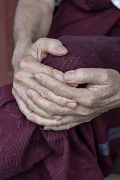 Main Homme Aîné Asie Sud Est Concept Polyarthrite Rhumatoïde Arthrose — Photo