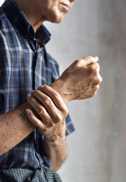 Inflamación Articulación Muñeca Del Anciano Asiático Concepto Dolor Articular Osteoartritis — Foto de Stock