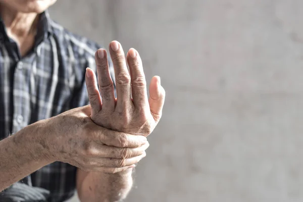 Hand Asian Elder Man Concept Rheumatoid Arthritis Osteoarthritis Finger Joint — Foto de Stock