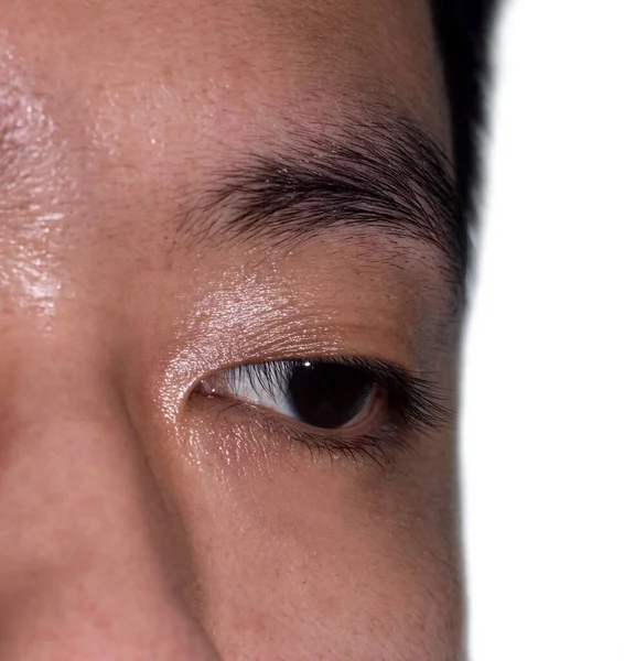 Südostasiatischer Chinesischer Junger Mann Mit Einlidigem Oder Einlidigem Augenlid Ein — Stockfoto