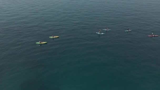 Paddle Board Aventuras Lago Actividades Deportivas Acuáticas Verano Imágenes Alta — Vídeo de stock