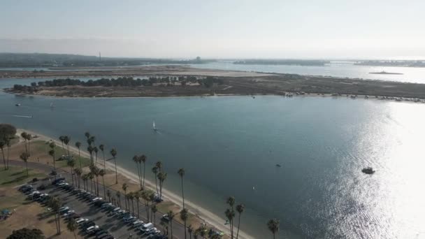 Mission Bay drone view San Diego — Stock Video