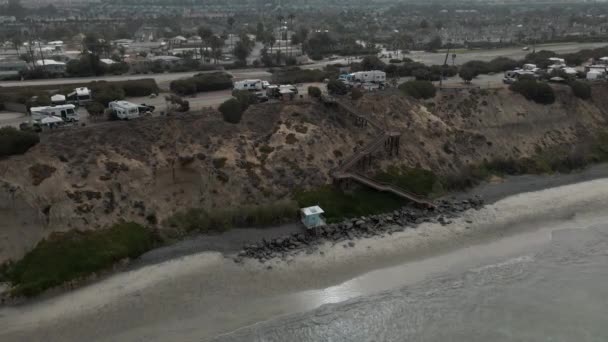 Carlsbad California Video Drone Footage Inglês Lado Acampamento Oceânico Imagens — Vídeo de Stock