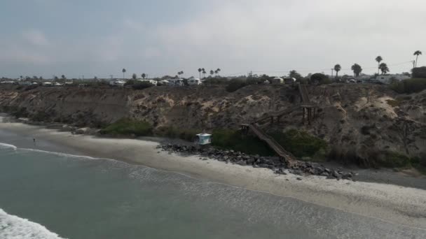 Carlsbad California Video Drone Filmación Lado Del Camping Océano Imágenes — Vídeos de Stock
