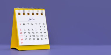 Aylık spiral masaüstü takvimi 2022 şablonu: Temmuz 2022, Mavi Çok Peri arkaplan üzerinde 3D tarih planlayıcı sayfa kopyalama alanı ile. 12 aylık kompozisyon seti. Hafta pazar günü başlıyor..