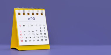 Aylık spiral masaüstü takvimi 2022 şablonu: Nisan 2022, Mavi Çok Peri arkaplan üzerinde üç boyutlu tarih planlayıcı sayfa kopyalama alanı ile. 12 aylık kompozisyon seti. Hafta pazar günü başlıyor..