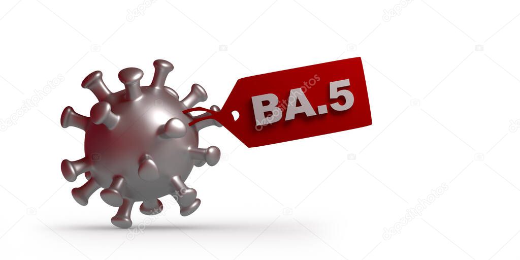 Breaking News Omicron BA.5 subvariant of SARSCoV2 coronavirus. 3D