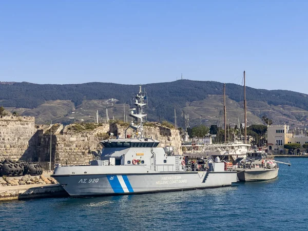 Kos Greece 2022 Guardia Costera Griega Helénica Entrada Del Puerto — Foto de Stock