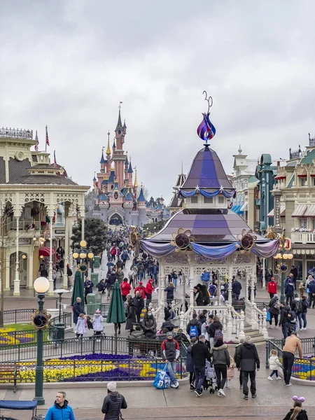 Paris France 2022 Colorful Square Disneyland People Walking — Stock Photo, Image