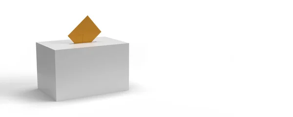 Brauner Leerer Wahlumschlag Die Wahlurne Auf Weißem Hintergrund Leerzeichen Kopieren — Stockfoto