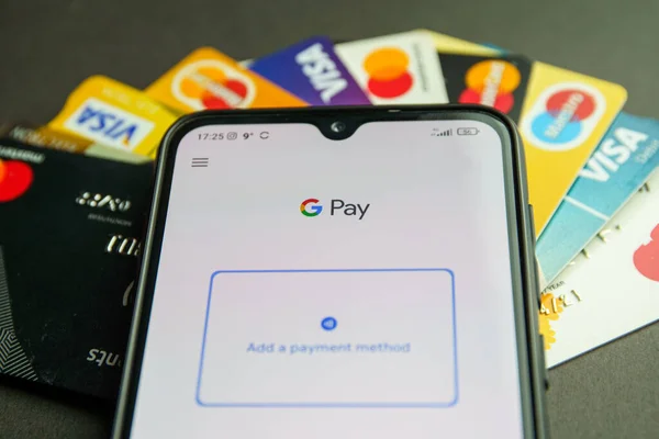 App Google Pay Gpay Smartphone Google Pay Una Piattaforma Portafoglio — Foto Stock
