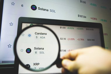 Solana kripto para birimi piyasada. Solana halka açık bir engelleme platformudur. Açık kaynaklı ve merkeziyetçilikten arındırılmış, oybirliğiyle kazık ve tarihin kanıtlarıyla elde edilir..