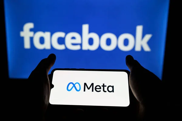 Facebook Byter Företagsnamn Till Meta Meta Ett Socialt Teknikföretag — Stockfoto