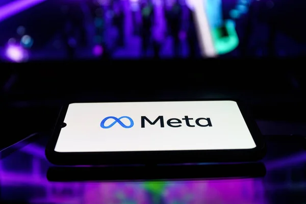 Meta Logo Arrière Plan Futuriste Métaverse Est Une Itération Hypothétique — Photo
