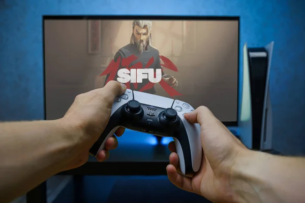 Sifu Videospiel Blickwinkel Des Videospiels Mit Der Playstation Konsole — Stockfoto