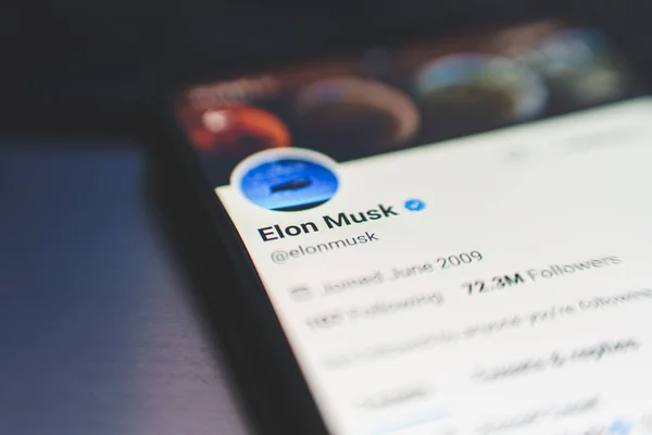Elon Musk Official Twitter Account Elon Reeve Musk Frs Entrepreneur — Stock Photo, Image