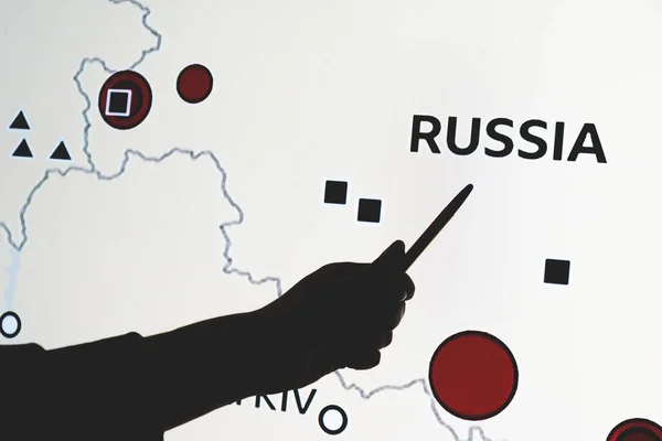 Rússia Ucrânia Guerra Apontando Mapa Político Onde Rússia Pode Invadir — Fotografia de Stock