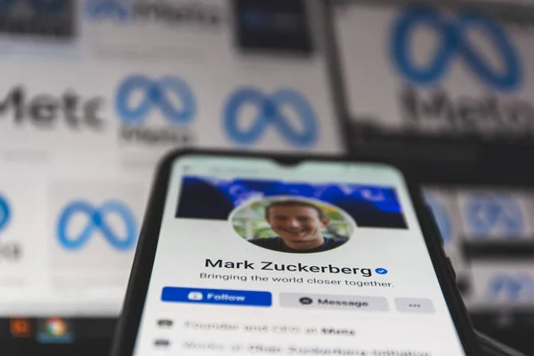 Mark Zuckerberg Cuenta Oficial Facebook Mark Zuckerberg Ceo Meta Facebook — Foto de Stock