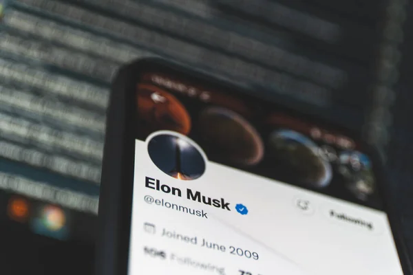 Offizieller Twitter Account Von Elon Musk Elon Musk Ist Ceo — Stockfoto