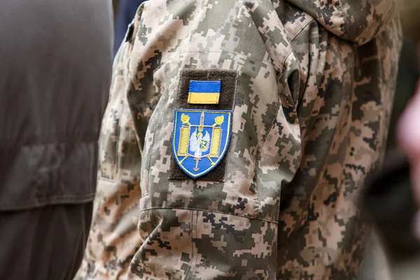 Солдат України Підстрелений Прапор України Військовій Формі Україна Росія — стокове фото