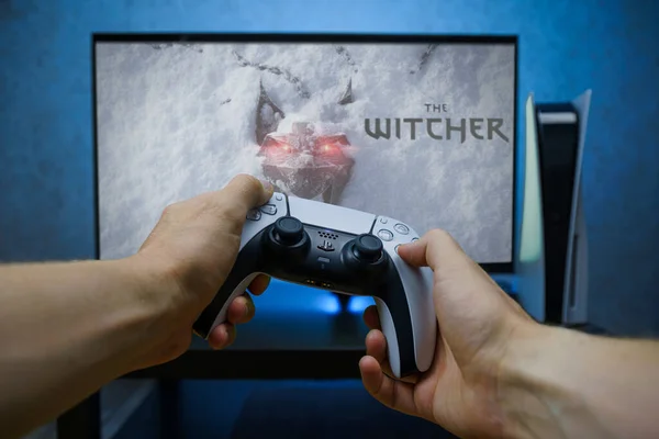 Das Neue Witcher Spiel Auf Ps5 Die Videospielreihe Witcher Ist — Stockfoto