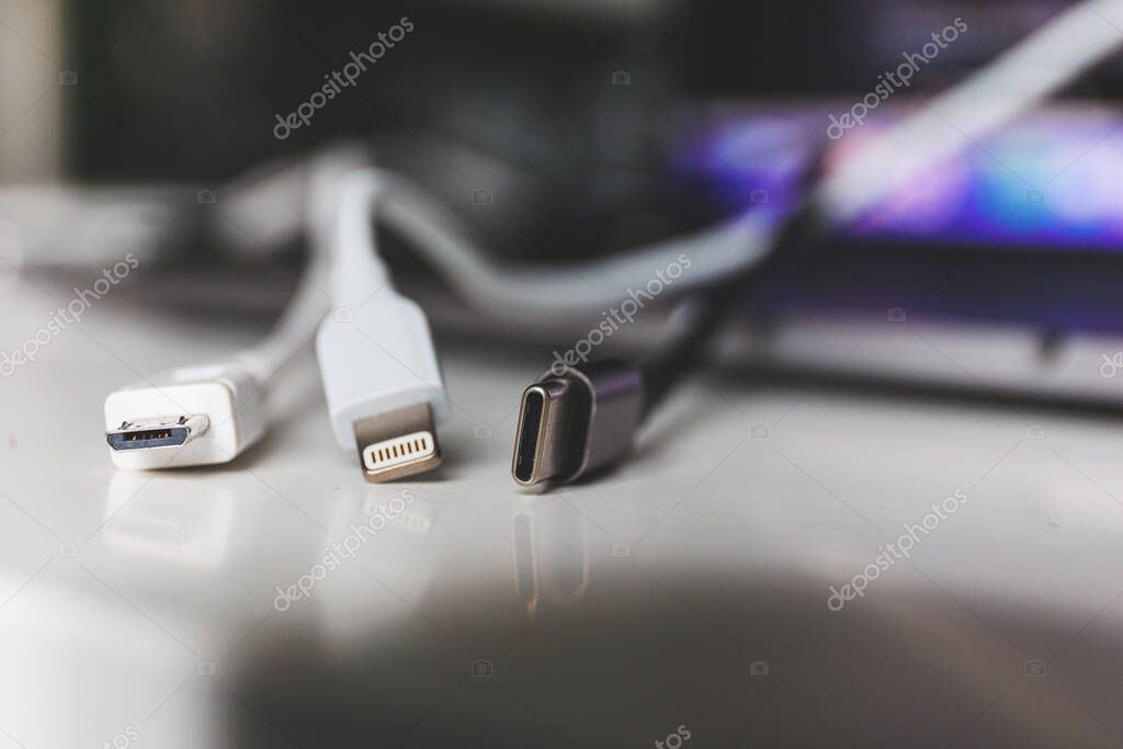 Apple charger and USB Type C charger. High quality photos