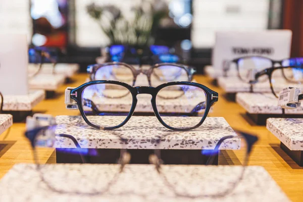 Glasses shop. Eyeglasses or spectacles, are vision eyewear, with lenses. . High quality photo
