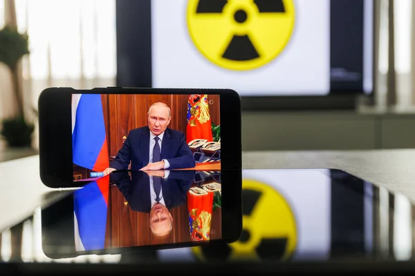 Moskau Russland 2022 September Fernsehbotschaft Des Russischen Präsidenten Wladimir Putin — Stockfoto