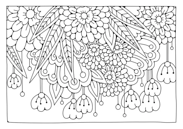 Renkler için vektör çiçek arkaplanı. Sanat çizgisi. Sanat terapisi. Çocuklar ve yetişkinler için boyama sayfası
