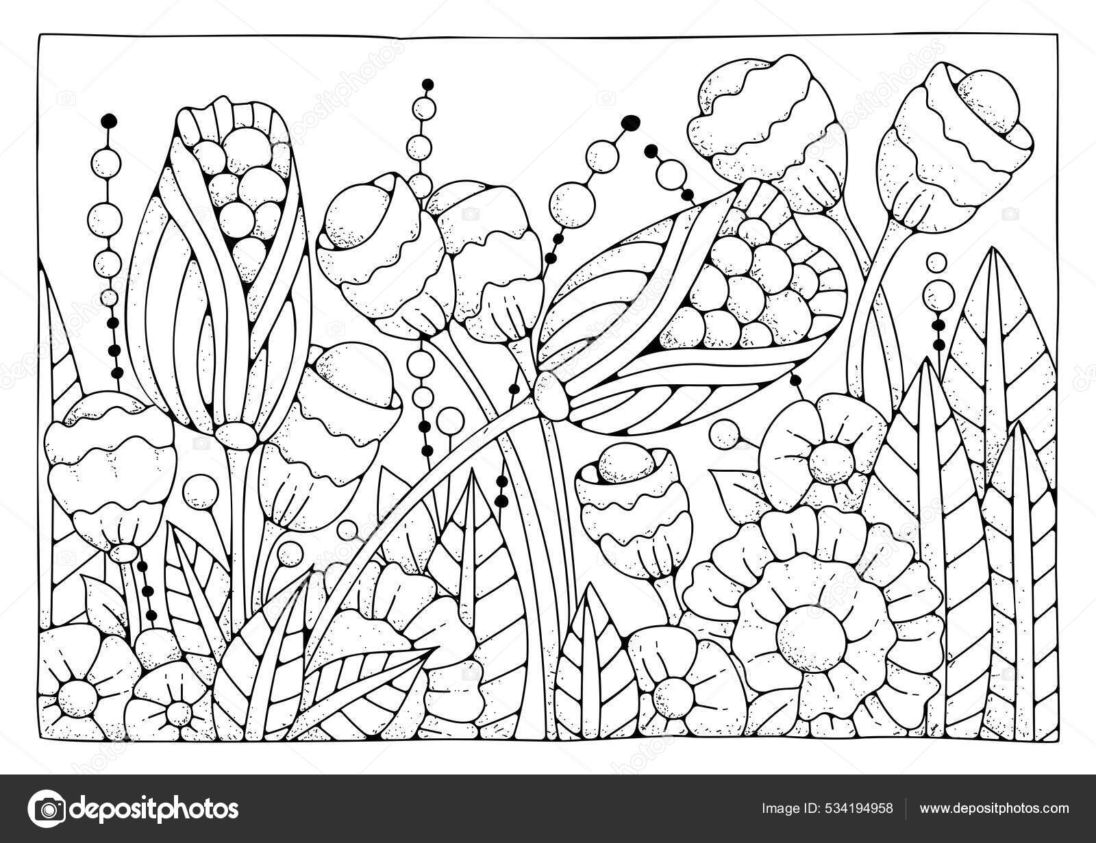 Desenho de flores para colorir para crianças página para colorir para  adultos