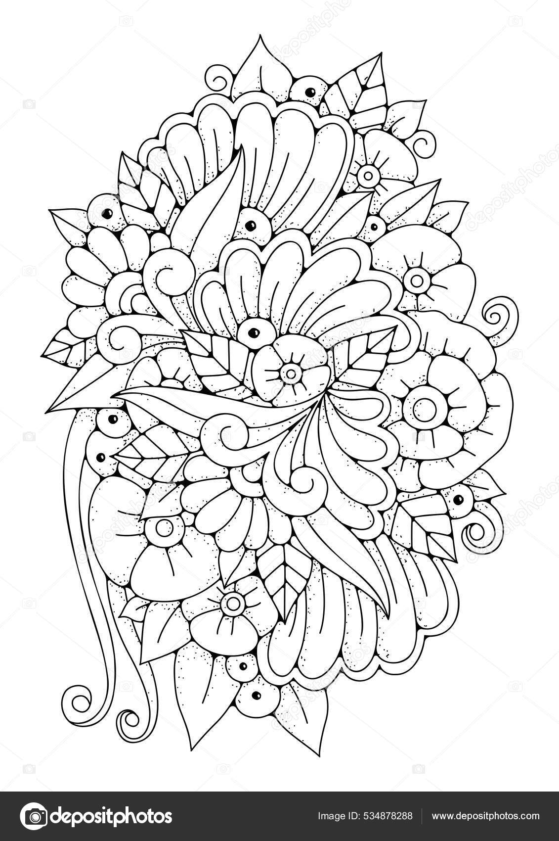 Desenho de flores para colorir para crianças página para colorir para  adultos