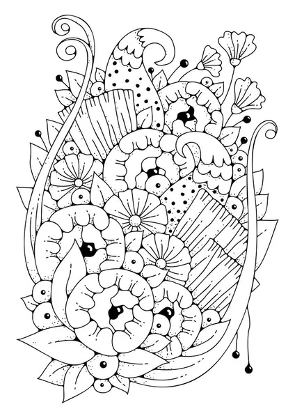 Doodle Blumen Hintergrund Für Die Färbung Malvorlagen Kunsttherapie Für Kinder — Stockvektor