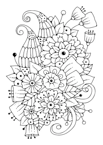 ดอกไม ดอกต ภาพวาดดอกไม าและส ขาวส าหร บระบายส การบ ดทางศ ลปะส — ภาพเวกเตอร์สต็อก