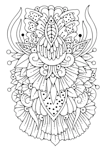 Тло Арт Терапії Розфарбування Чорно Біла Ілюстрація Розмальовка Квітка — стоковий вектор