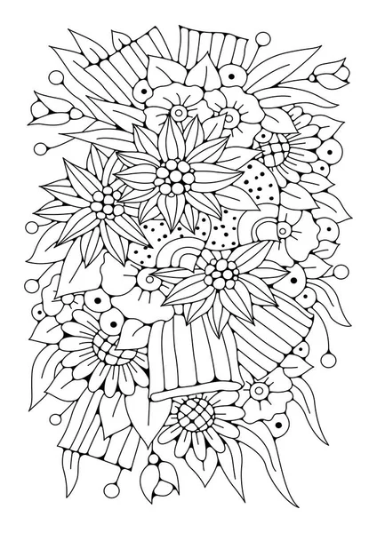 Umělecká Terapie Vektorová Ilustrace Květinové Pozadí Pro Barvení Omalovánky Pro — Stockový vektor