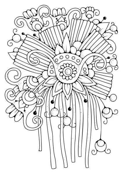 Fundo Flores Doodle Para Colorir Desenho Para Colorir Terapia Artística — Vetor de Stock