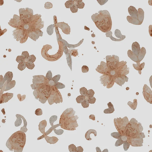 Bezproblémový Vzorec Květinová Béžová Ozdoba Bílém Pozadí Pozadí Pro Tisk — Stock fotografie
