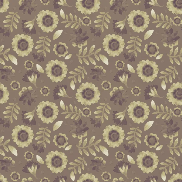 Retro pürüzsüz desen. Çiçek süsü. Suluboya sarı çiçekler. Paketler, ambalajlar, tekstil ürünleri, kartpostallar için arka plan. Kumaş ve kağıda yazdırma.