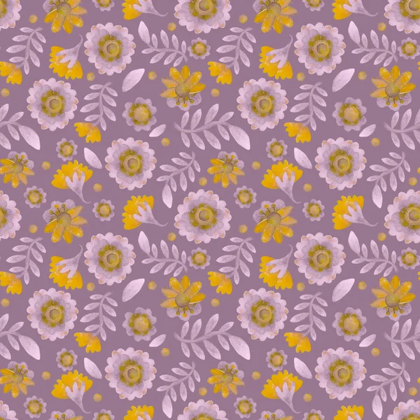 Nahtloses Muster Hintergrund Mit Aquarellblumen — Stockfoto