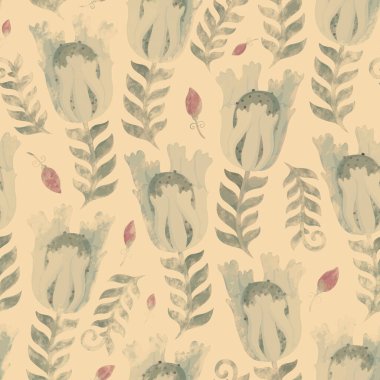 Geçmişe dönüş. Kartpostal, ambalaj, yapıştırma, hatıra defteri, duvar kağıdı, tasarım, dekorasyon için kusursuz desen. Raster illüstrasyonu.