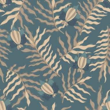 Kusursuz desen. Çiçek süslemeli bir arka plan. Moda tasarımı, ambalajlama, paketleme ve yapıştırma kitabı için Raster illüstrasyonu. Kağıt ya da kumaşa yazdırma.